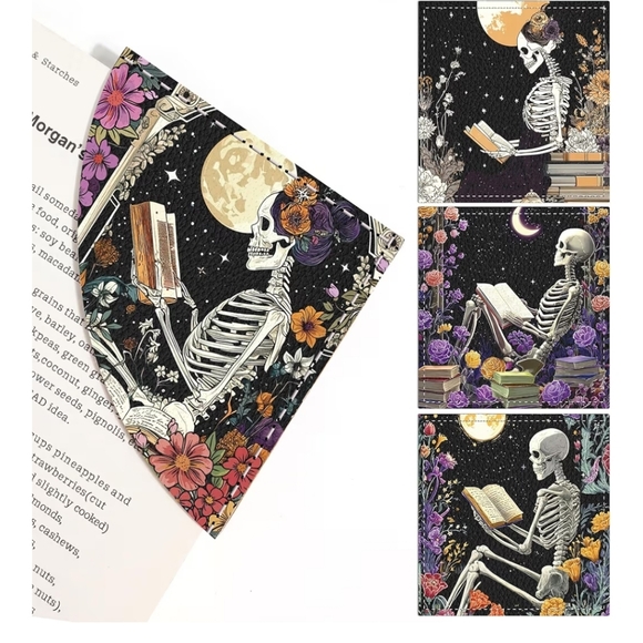 Other - New Leather Floral Skeleton Book Mark Set Of 4 Gothic Reading Office